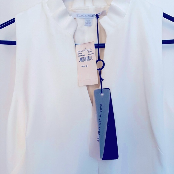 Black Halo Antoinette sleeveless jumpsuit, ankle length, white, size 8. NWT - Picture 2 of 3